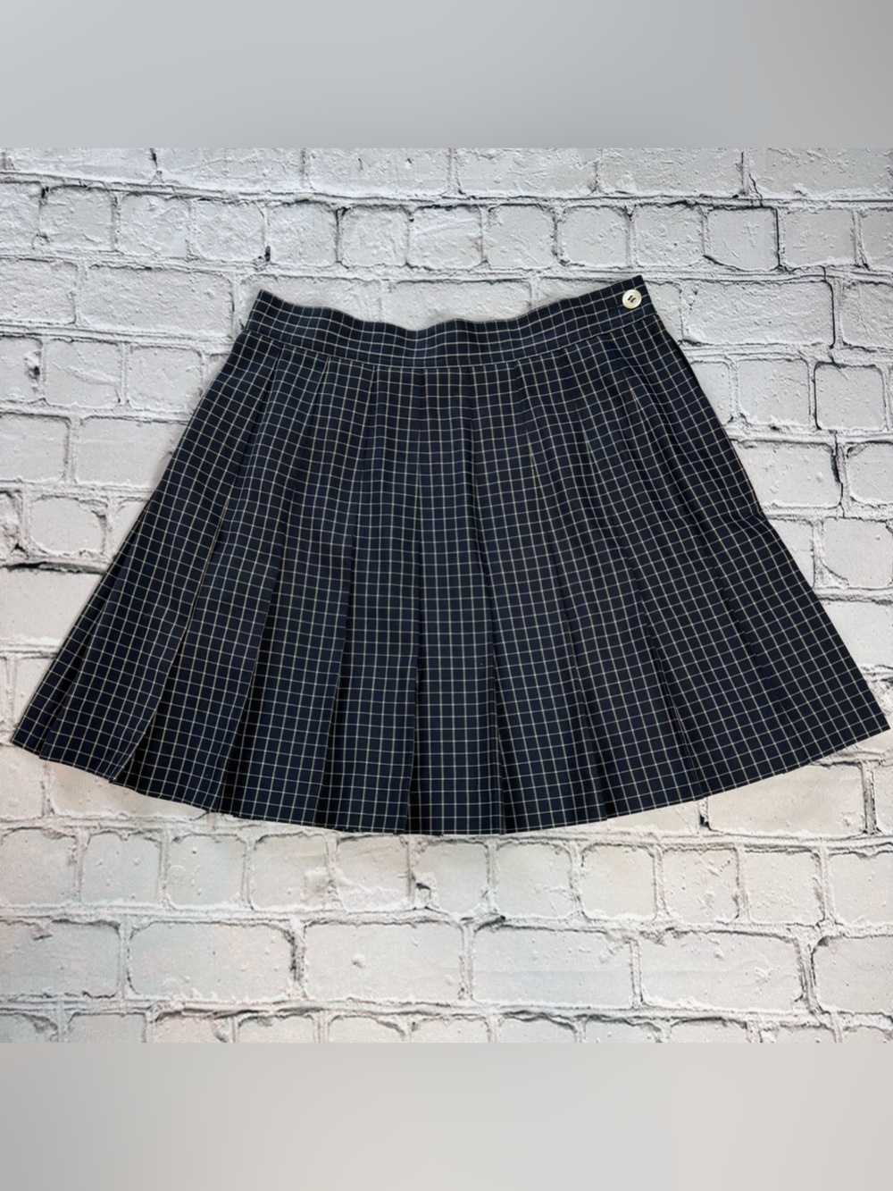 Vtg 90s Y2K Liz Claiborne Lizsport Windowpane Plaid Pleated A-Line Skirt Size 6